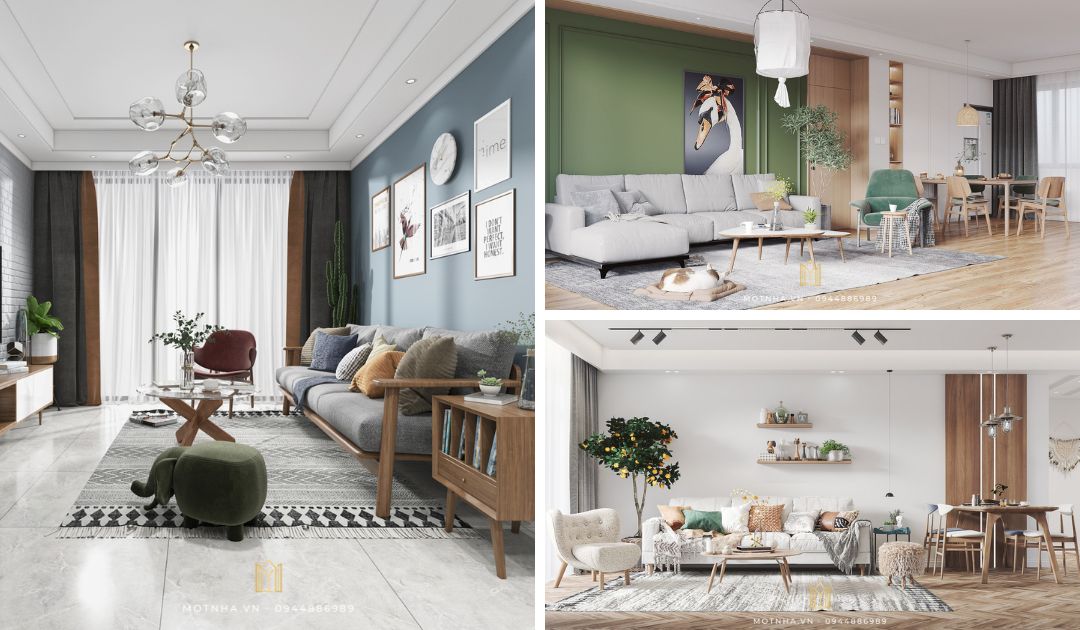 Thiết kế nội thất phòng khách phong cách Bắc Âu