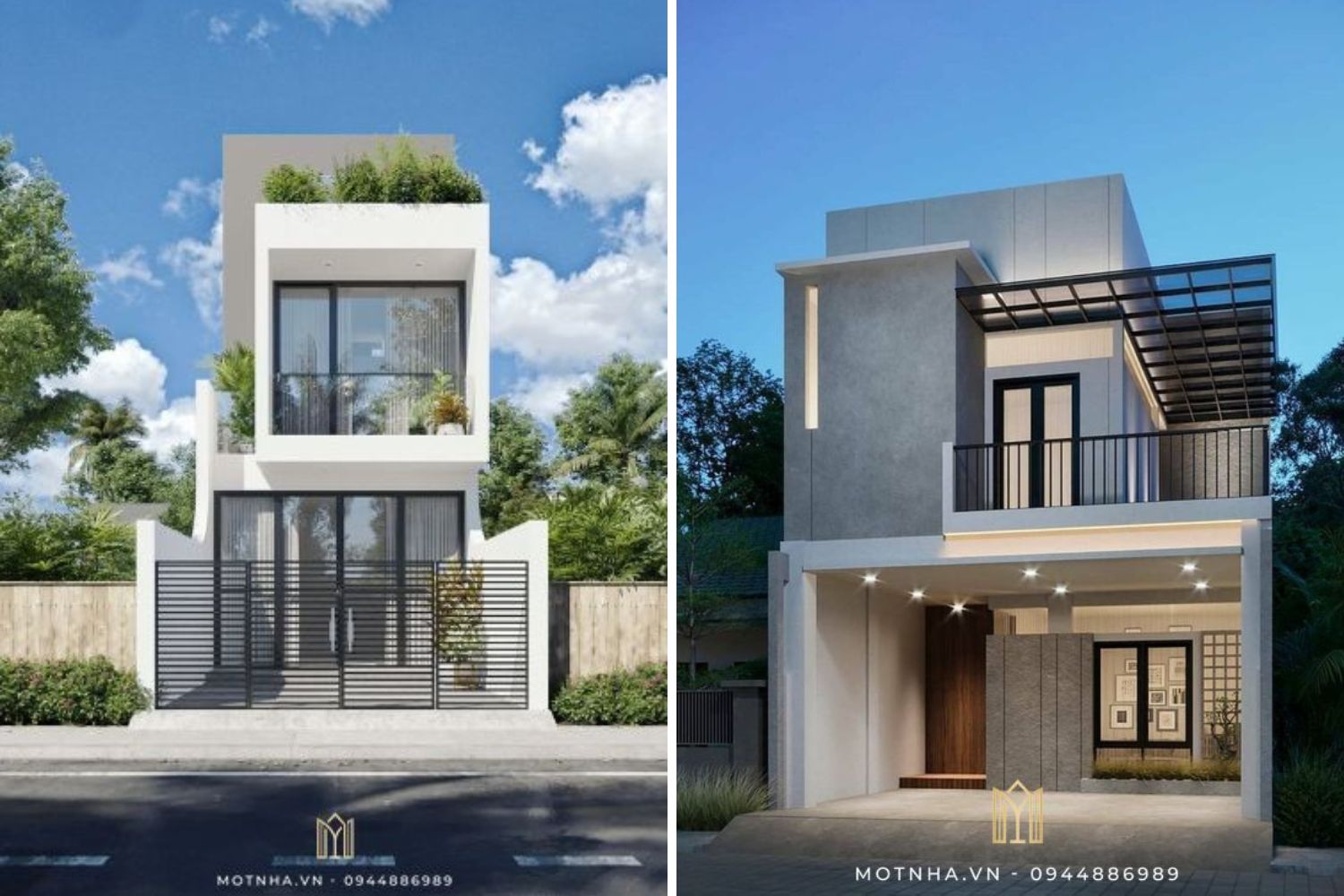Mẫu thiết kế mặt tiền nhà phố 2 tầng hiện đại