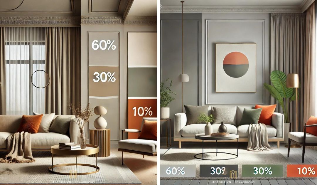 thiết kế nội thất tại Sơn La theo nguyên tắc 60-30-10