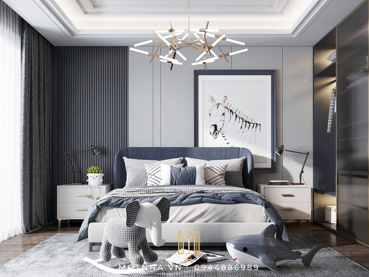 Phòng ngủ cho bé trai phong cách đơn giản nhưng cá tính