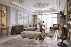 Thiết kế nội thất phòng khách phong cách cổ điển