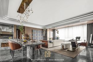 Thiết kế phòng bếp với vật liệu bằng đá 