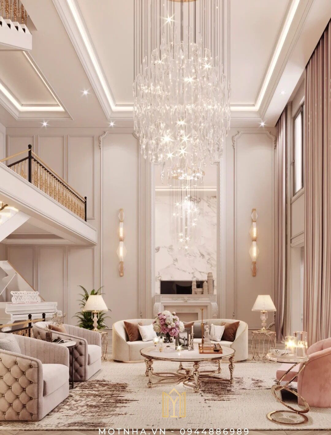 Thiết kế phòng khách phong cách Tân cổ điển