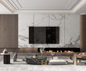 Thiết kế phòng khách bằng gỗ công nghiệp