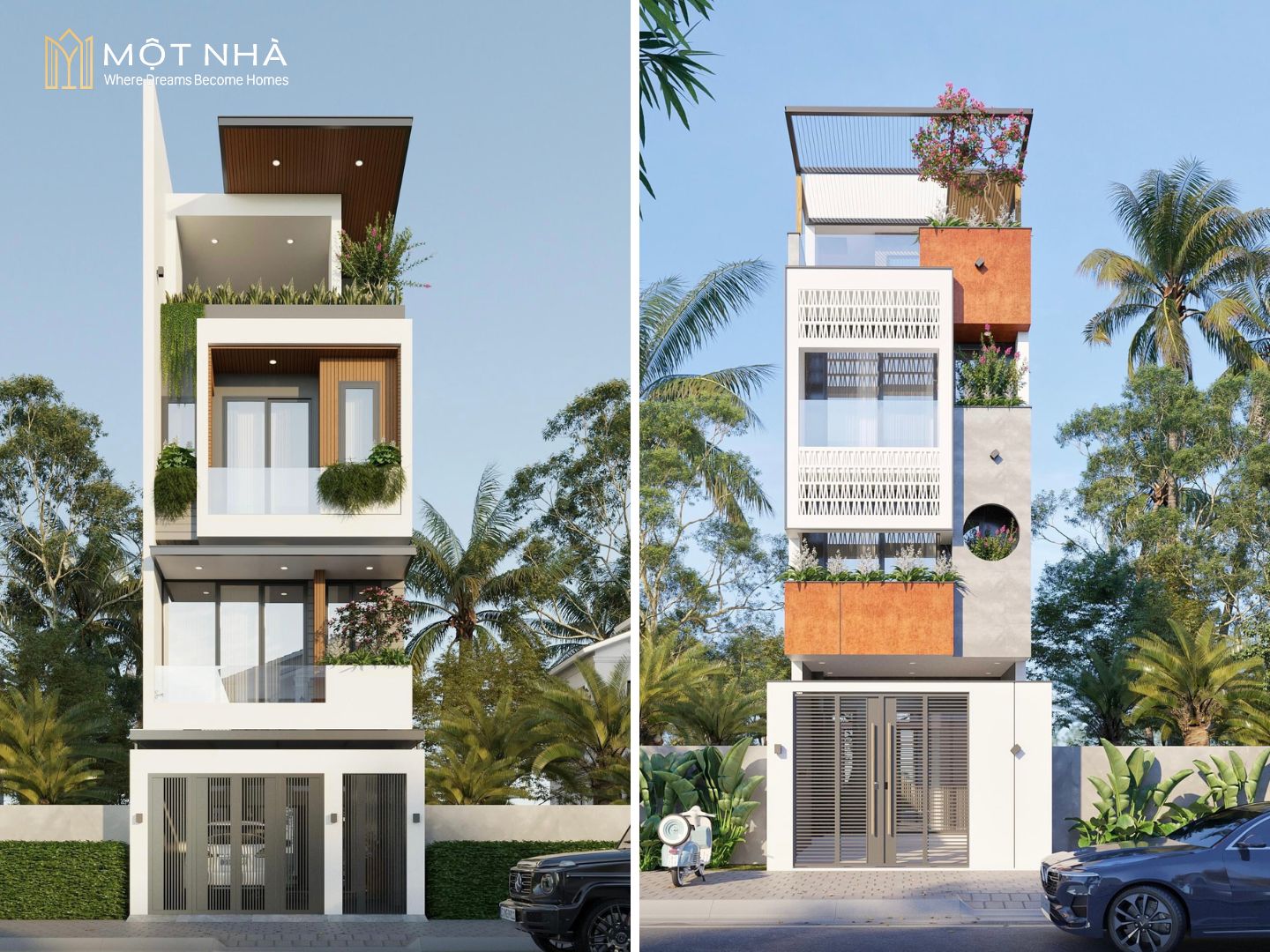 Mẫu thiết kế mặt tiền nhà phố 4 tầng số 4
