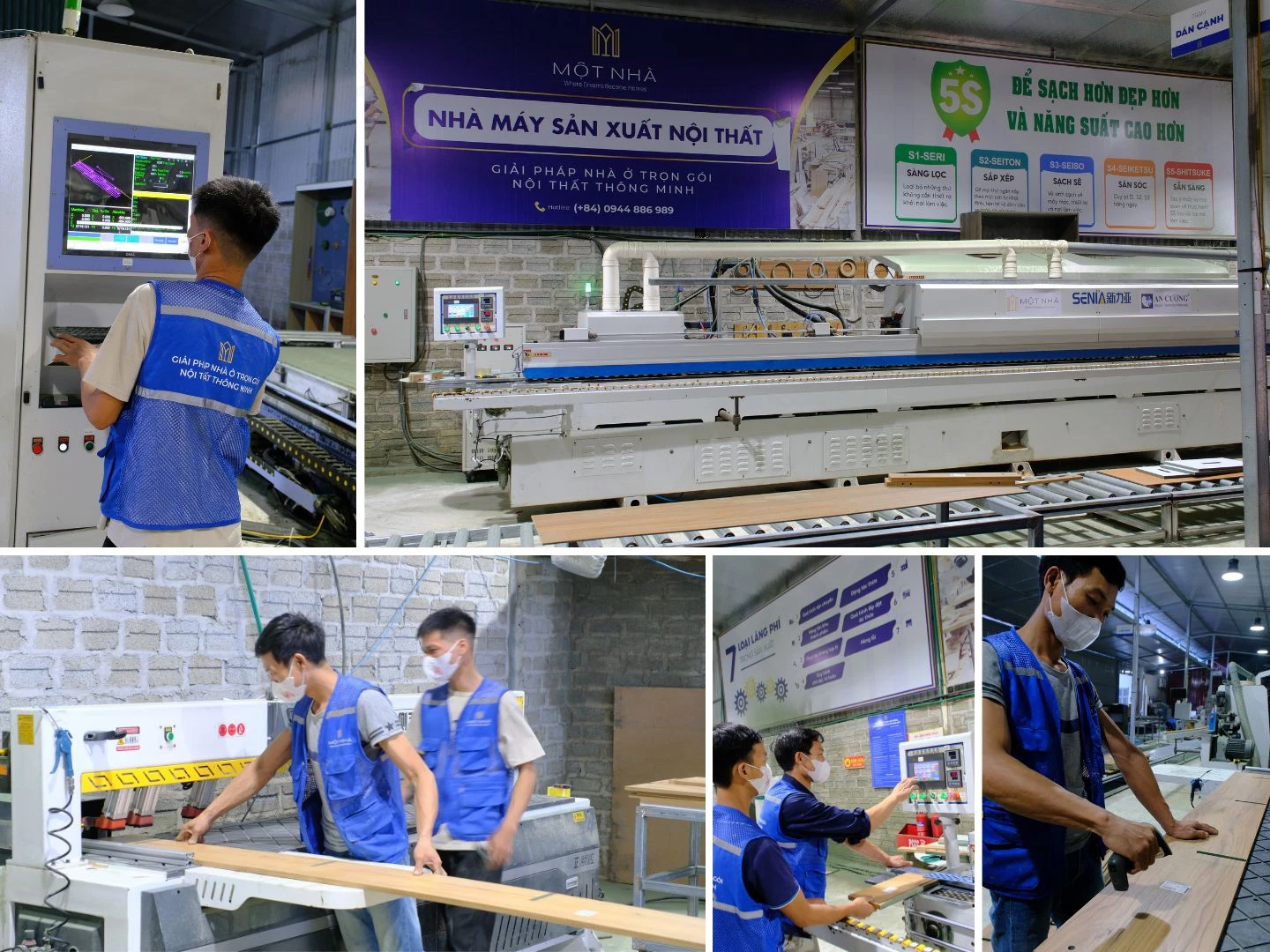 Mọi chi tiết nội thất đều được sản xuất tại nhà máy Một Nhà - An Cường với máy móc và công nghệ hiện đại