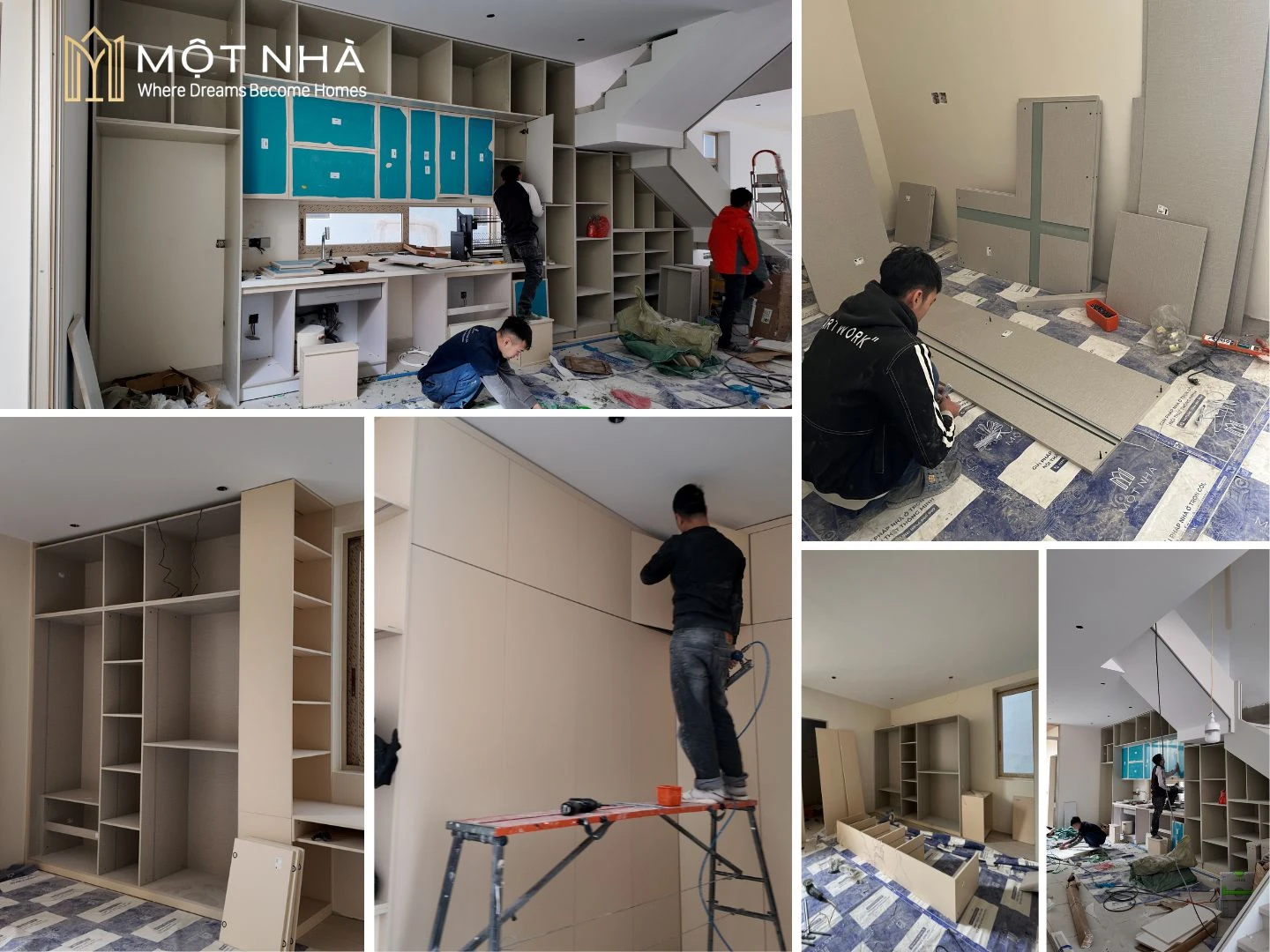 Quá trình lắp đặt nội thất được thi công theo đúng quy trình