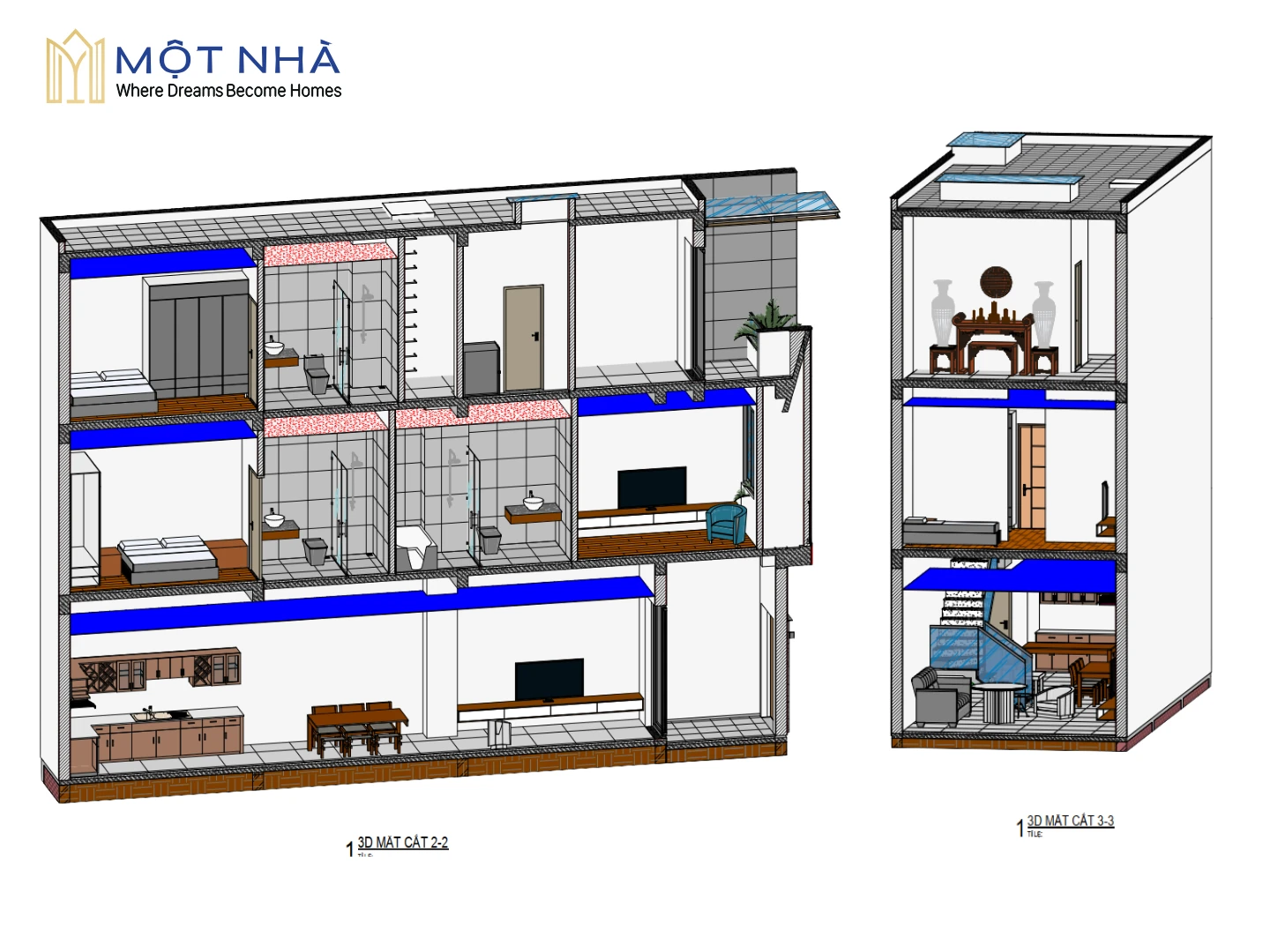 Toàn bộ hộ sơ thiết kế của Một Nhà Design & Build đều sử dụng công nghệ Revit