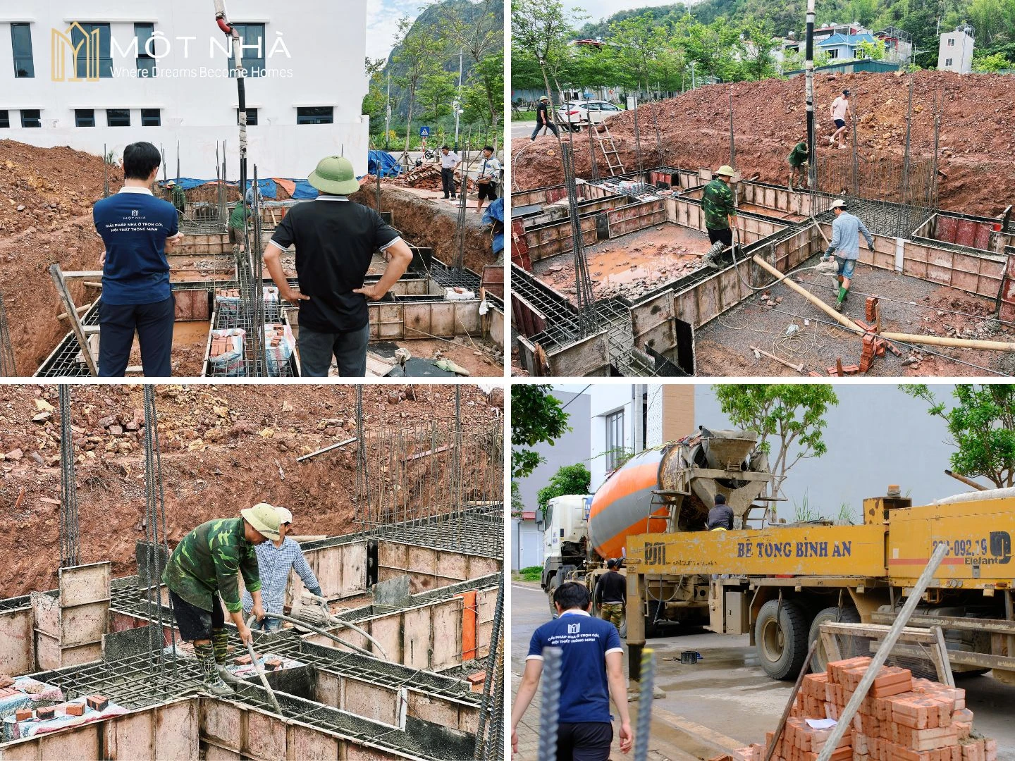 Công đoạn đổ bê tông móng