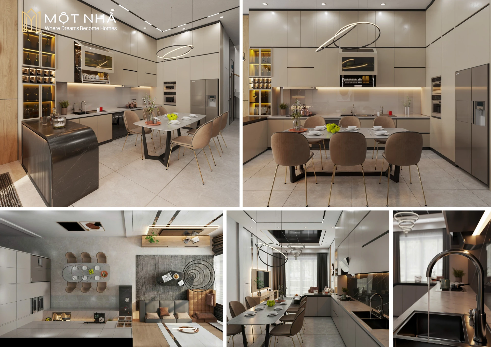 Thiết kế 3D không gian bếp