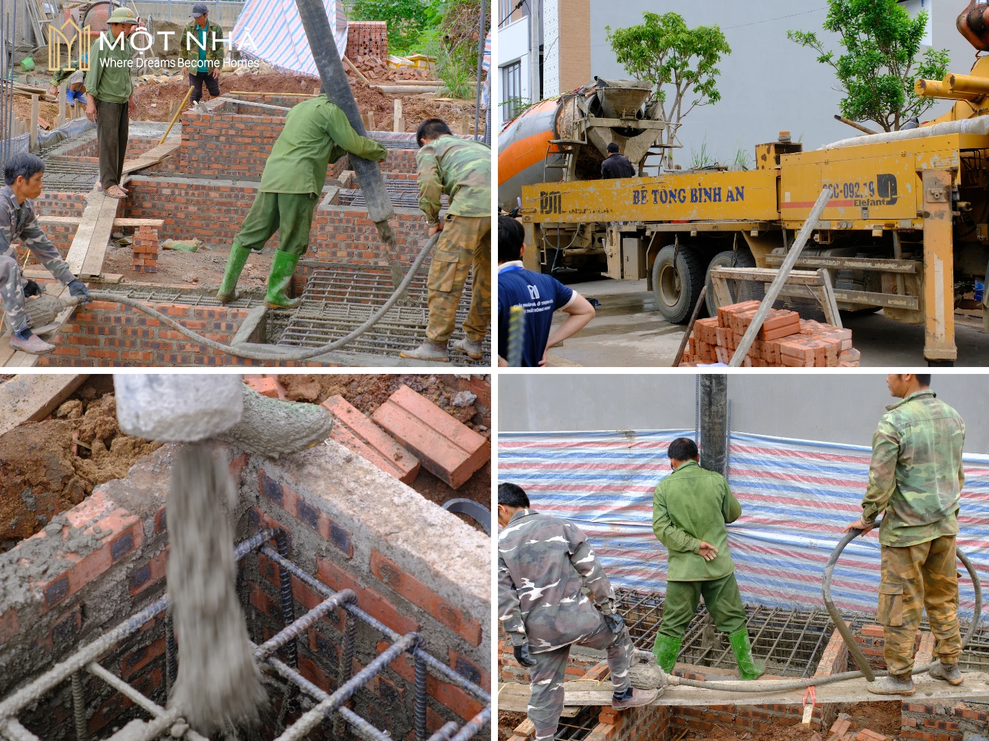 Quá trình đổ bê tông móng diễn ra đúng kỹ thuật