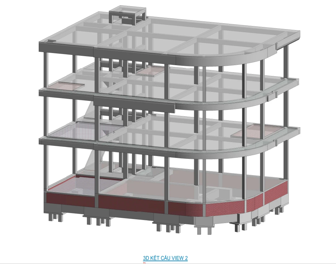 Mô hình 3D kết cấu bê tông cốt thép của dự án DHS, được thiết kế trên nền tảng Revit theo tiêu chuẩn BIM. Mỗi thanh thép, mỗi cấu kiện đều được tính toán và thể hiện với độ chính xác tuyệt đối.