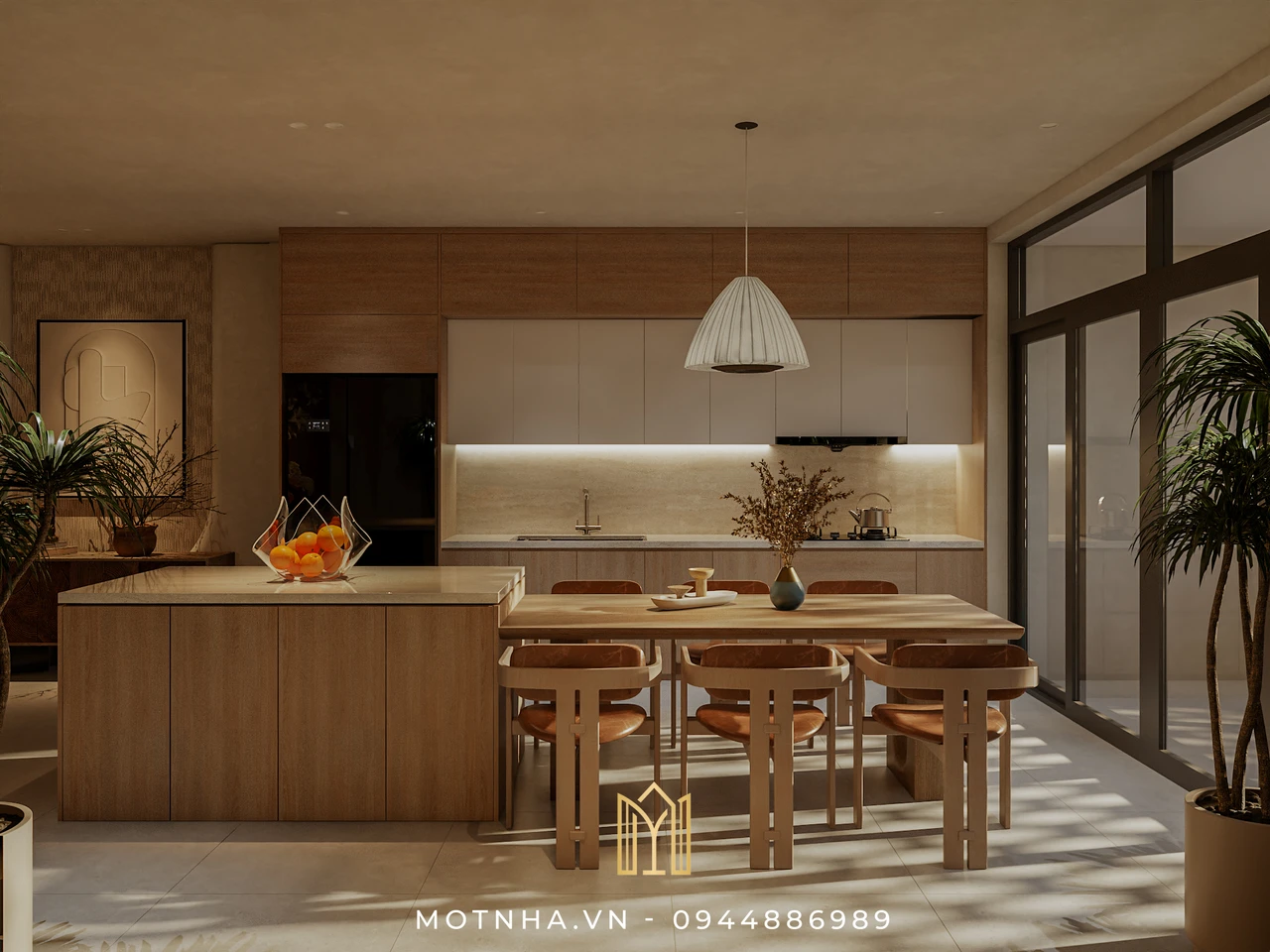 Dự án thiết kế nội thất nhà phố 67m2 KTH tại TP Sơn La Thiết kế bếp và bàn ăn liền mạch, tích hợp công năng trong một diện tích nhỏ, giúp tiết kiệm không gian mà vẫn tiện nghi.