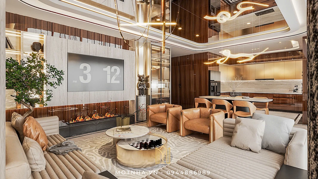 Phòng khách thiết kế theo phong cách Morden Luxury