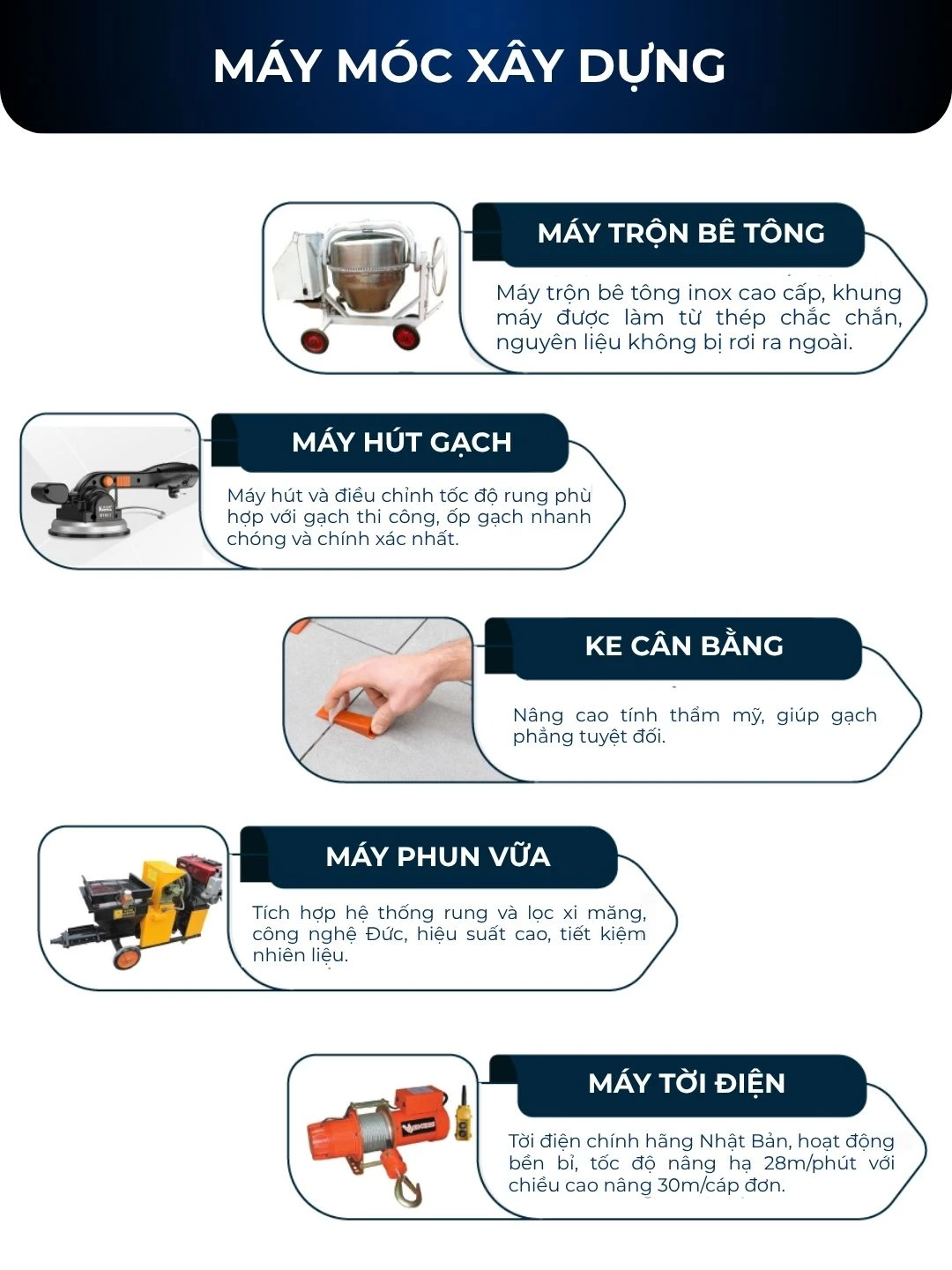 Các loại máy móc xây dựng