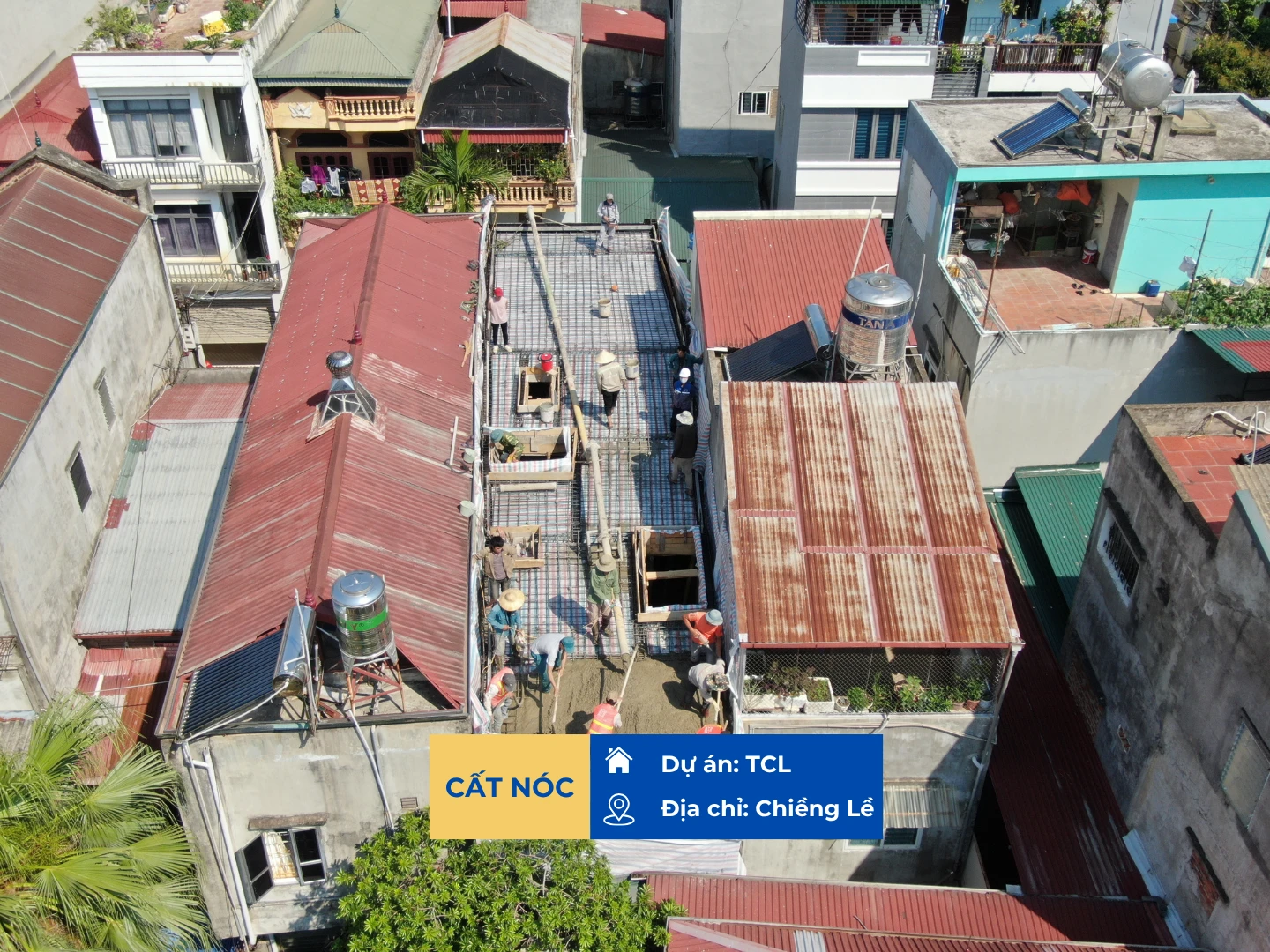 Toàn cảnh quá trình đổ mái công trình TCL tại TP Sơn La – Bước tiến vững chắc trong dự án xây nhà trọn gói.