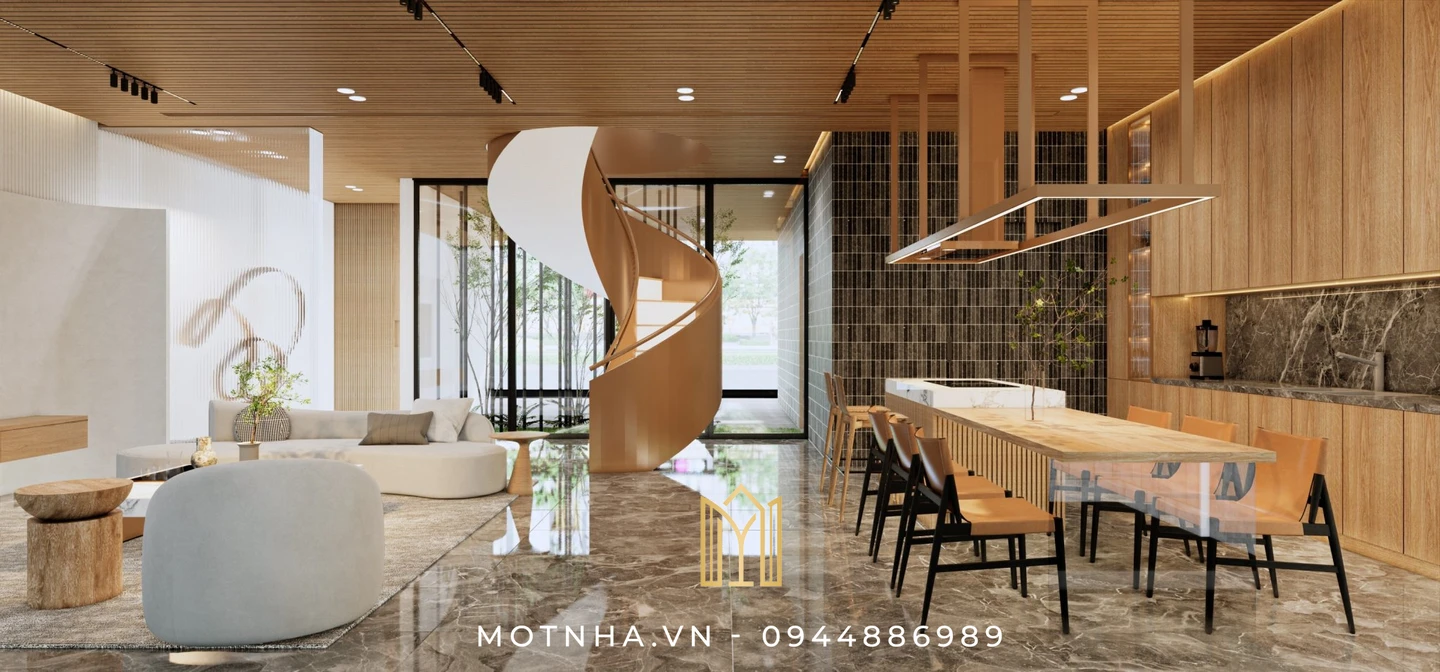 Khu vực tầng 1 với phòng cách nhà không gian bếp