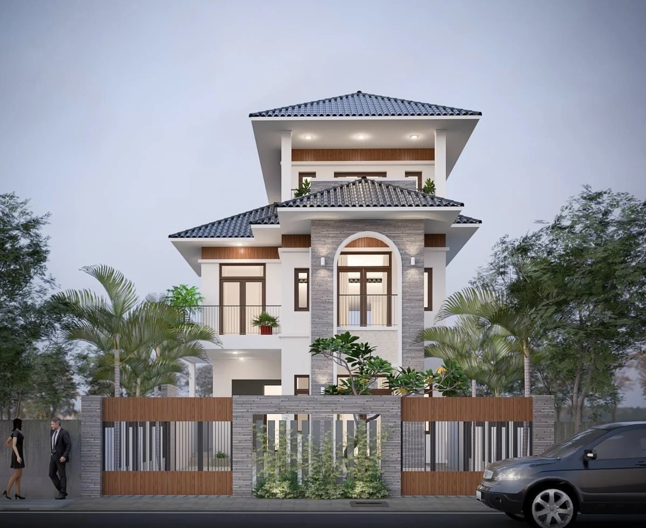 Mẫu thiết kế kiến trúc nhà phố mái Nhật