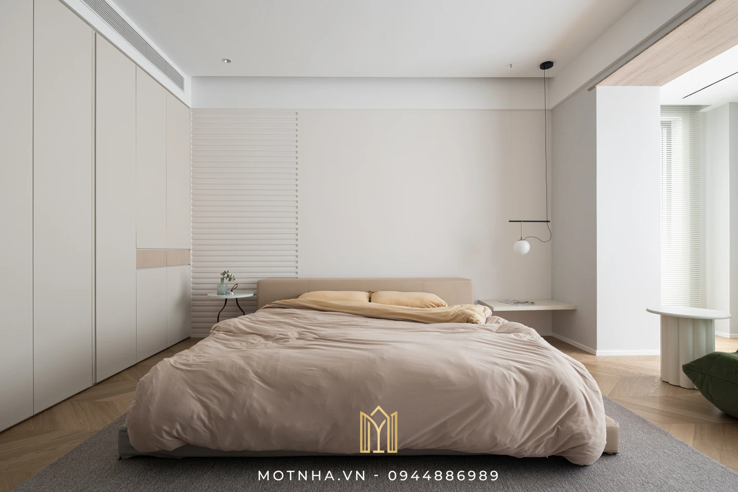Thiết kế nội thất chung cư – Giải pháp nâng tầm không gian sống hiện đại Phòng ngủ master thiết kế đơn giản, đem lại cảm giác thoải mái