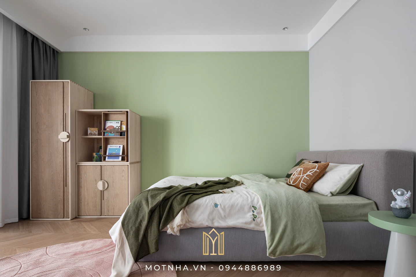 Thiết kế nội thất chung cư – Giải pháp nâng tầm không gian sống hiện đại Phòng ngủ cho bé với tone màu xanh mát mắt