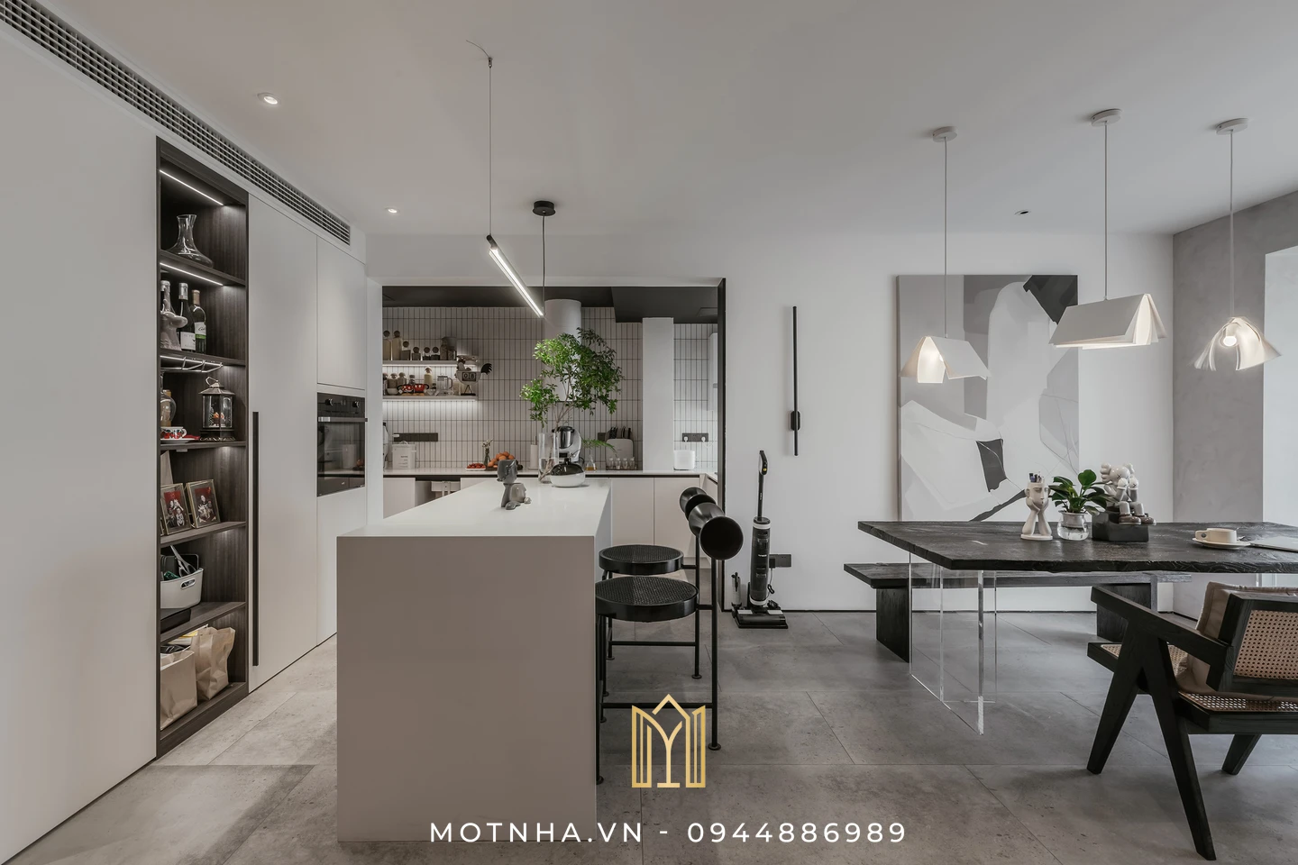 Dịch vụ thiết kế nội thất nhà cấp 4 tại Sơn La – Tối ưu không gian sống đẹp, tiện nghi và tiết kiệm Không gian khách bếp liên thông tạo cảm giác rộng rãi