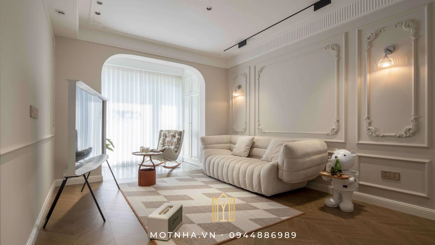 Dịch vụ thiết kế nội thất phòng khách đẹp, chuẩn phong thủy tại Sơn La cùng Một Nhà Design & Build Những đường phào chi tinh tế, nội thất sang trọng mang đến một không gian trang nhã