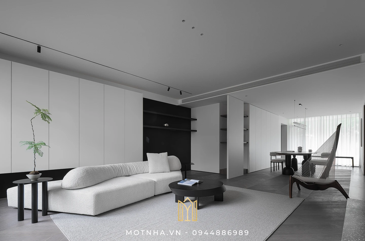 Dịch vụ thiết kế nội thất phòng khách đẹp, chuẩn phong thủy tại Sơn La cùng Một Nhà Design & Build Thiết kế nội thất phòng khách phong cách tối giản