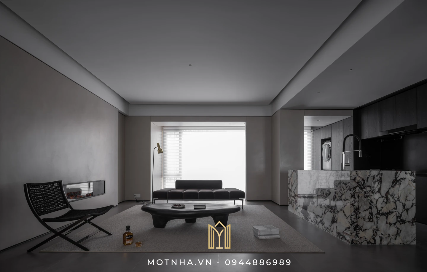 Dịch vụ thiết kế nội thất phòng khách đẹp, chuẩn phong thủy tại Sơn La cùng Một Nhà Design & Build Sử dụng những gam màu trung tính để mang lại cảm giác thư thái