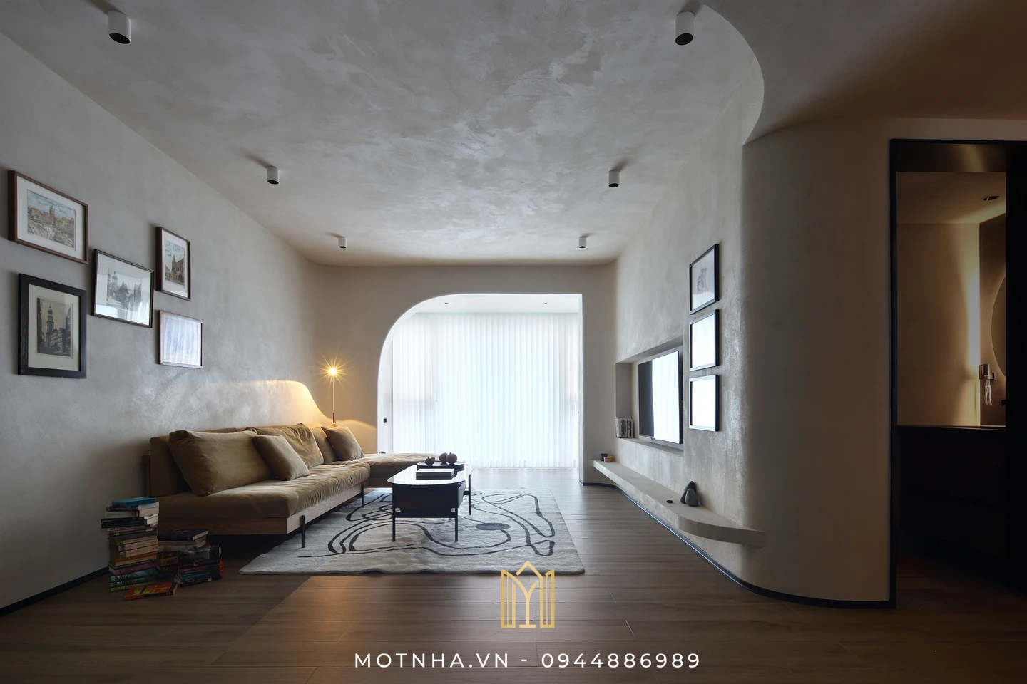 Dịch vụ thiết kế nội thất phòng khách đẹp, chuẩn phong thủy tại Sơn La cùng Một Nhà Design & Build Thiết kế nội thất phòng khách chung cư phong cách Wabi Sabi