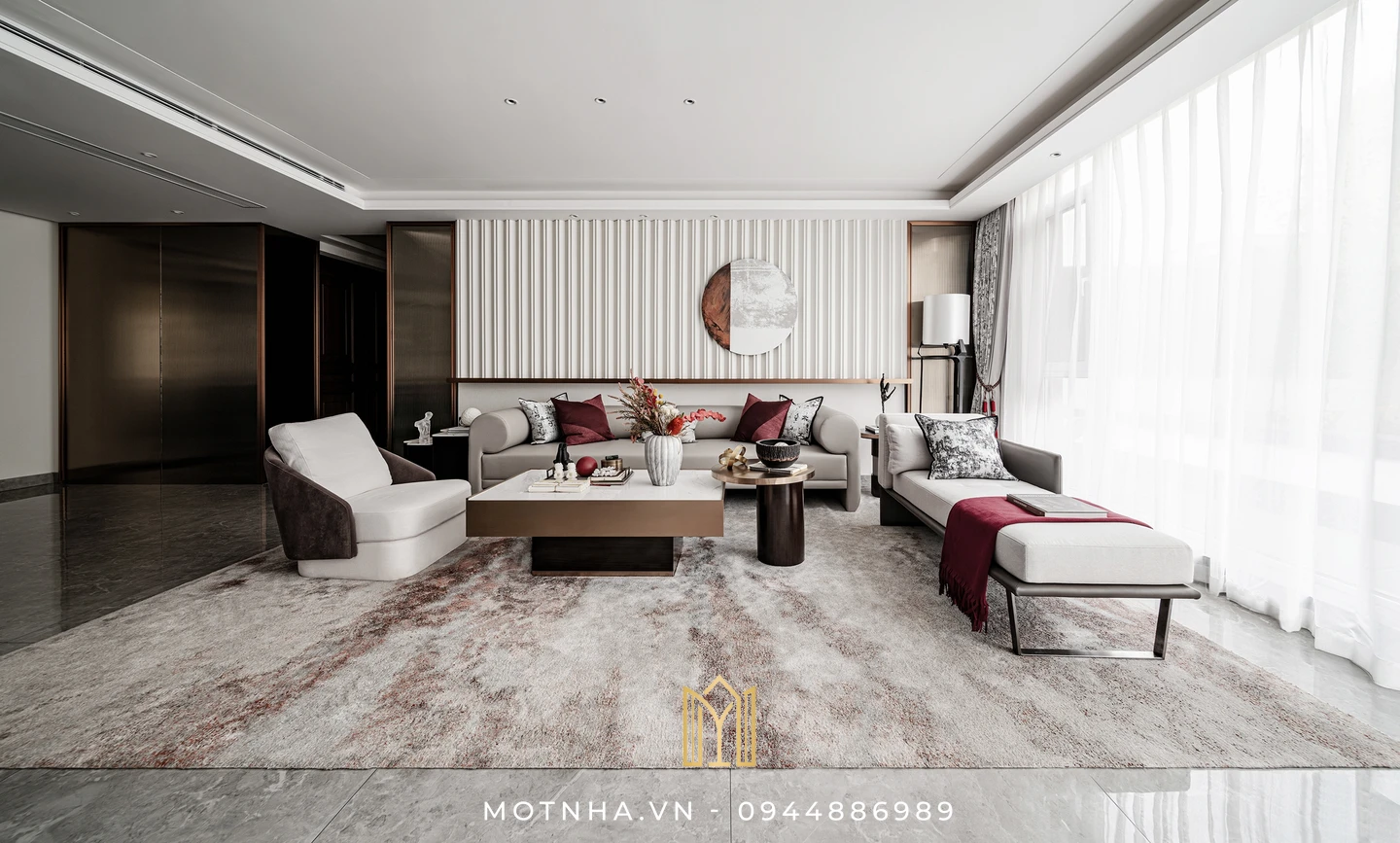 Dịch vụ thiết kế nội thất phòng khách đẹp, chuẩn phong thủy tại Sơn La cùng Một Nhà Design & Build Thiết kế hiện đại, đơn giản nhưng vẫn toát lên vẻ đẹp đẳng cấp