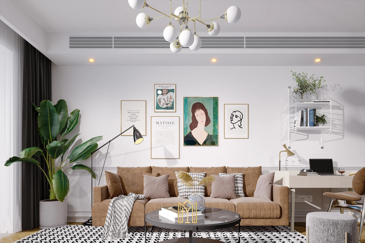Dịch vụ thiết kế nội thất phòng khách đẹp, chuẩn phong thủy tại Sơn La cùng Một Nhà Design & Build Phong cách Bắc Âu mang lại cảm giác nhẹ nhàng và ấm cúng