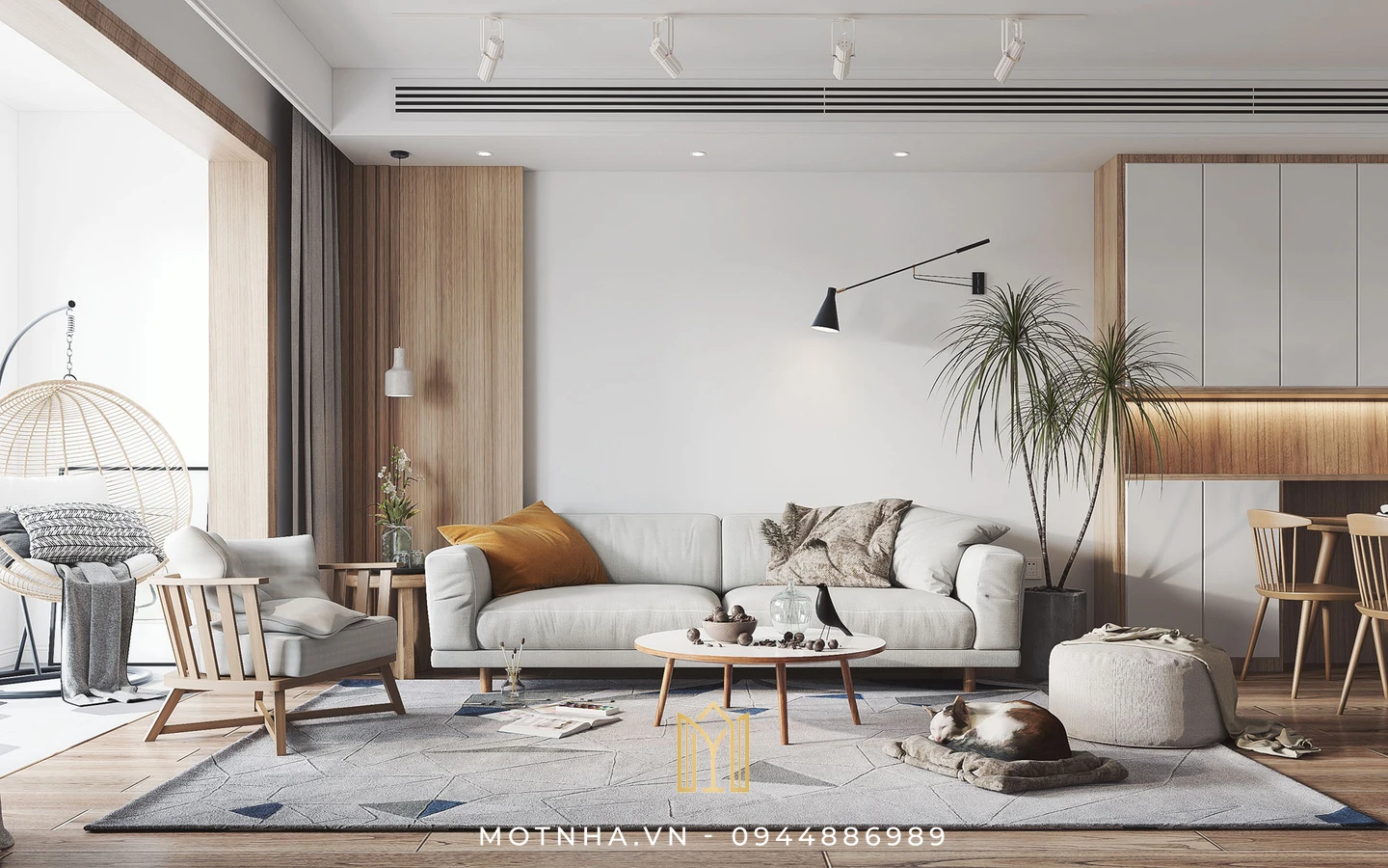 Dịch vụ thiết kế nội thất phòng khách đẹp, chuẩn phong thủy tại Sơn La cùng Một Nhà Design & Build Phong cách Bắc Âu với thiết kế tinh tế và thanh lịch