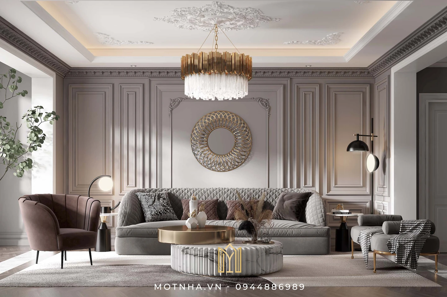 Dịch vụ thiết kế nội thất phòng khách đẹp, chuẩn phong thủy tại Sơn La cùng Một Nhà Design & Build Các món đồ nội thất đều được chọn lọc kỹ lưỡng
