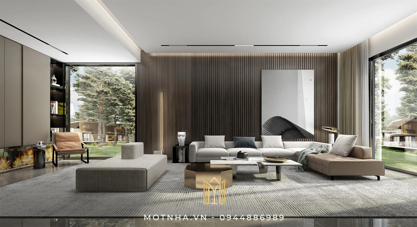 Dịch vụ thiết kế nội thất phòng khách đẹp, chuẩn phong thủy tại Sơn La cùng Một Nhà Design & Build Thiết kế nội thất phòng khách nhà phố phong cách hiện đại