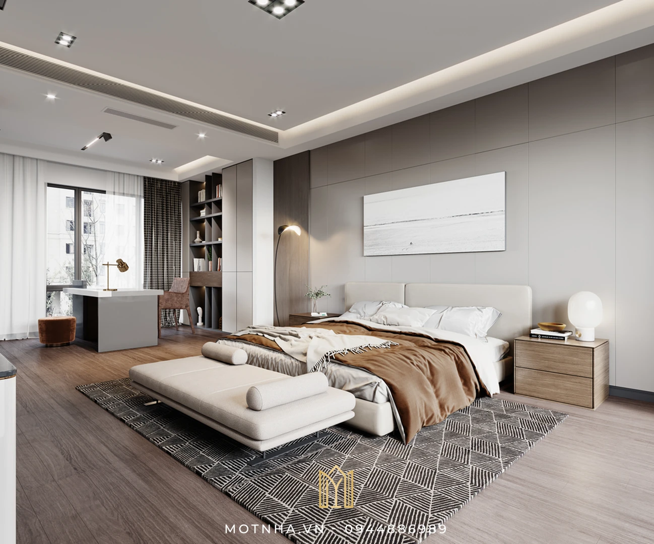 Dịch vụ thiết kế và thi công nội thất phòng ngủ chuyên nghiệp tại Sơn La cùng Một Nhà Design & Build Bố trí không gian phù hợp với diện tích