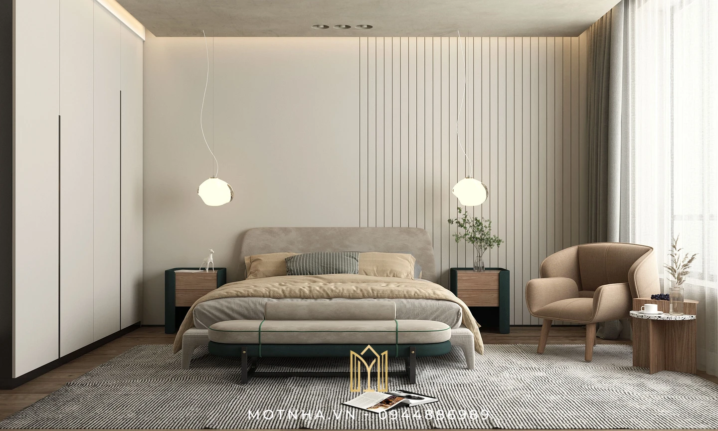 Dịch vụ thiết kế và thi công nội thất phòng ngủ chuyên nghiệp tại Sơn La cùng Một Nhà Design & Build Tận dụng tối đa ánh sáng tự nhiên