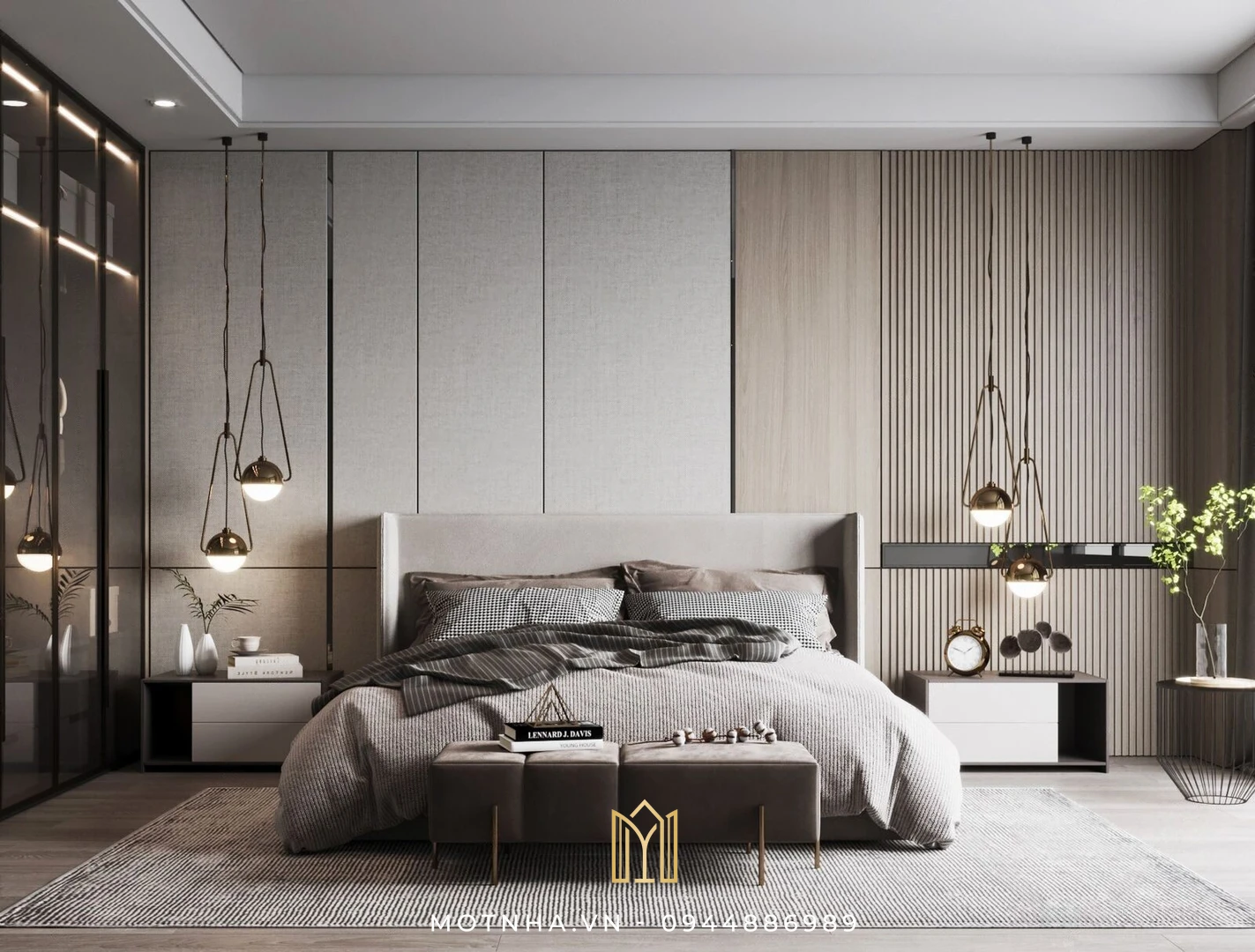Dịch vụ thiết kế và thi công nội thất phòng ngủ chuyên nghiệp tại Sơn La cùng Một Nhà Design & Build Tone màu tối giản nhẹ nhàng