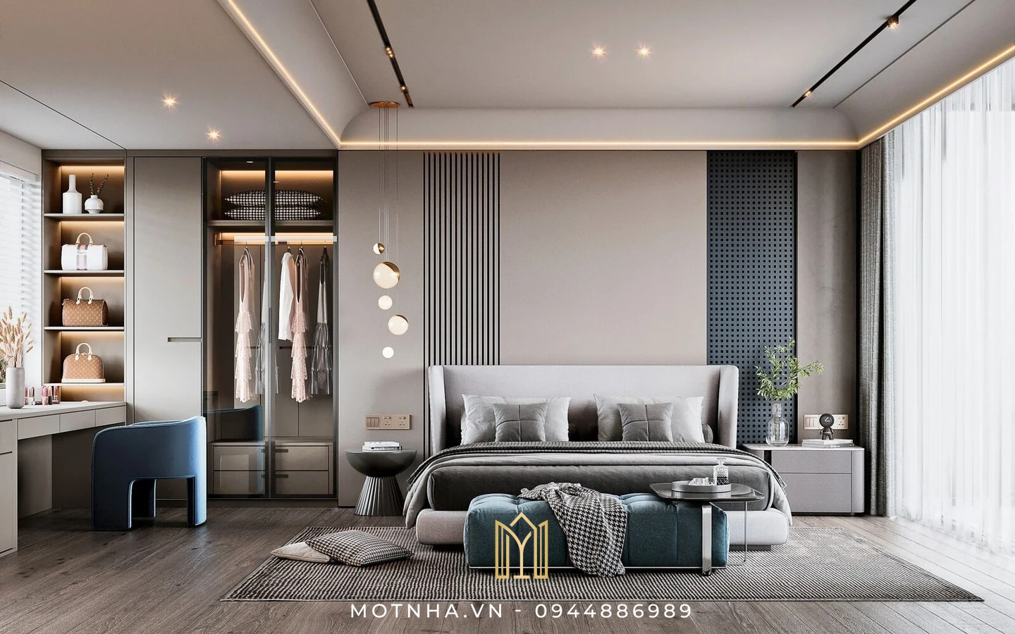 Dịch vụ thiết kế và thi công nội thất phòng ngủ chuyên nghiệp tại Sơn La cùng Một Nhà Design & Build Kết hợp hài hòa màu sắc mang lại cảm giác thư thái