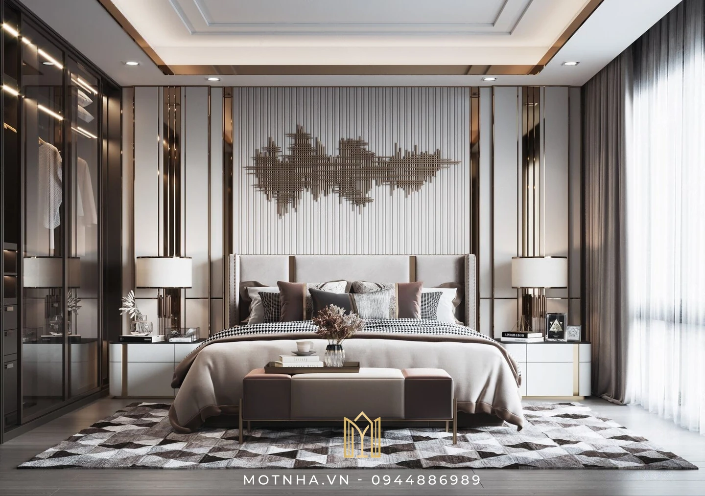 Dịch vụ thiết kế và thi công nội thất phòng ngủ chuyên nghiệp tại Sơn La cùng Một Nhà Design & Build Thiết kế và thi công nội thất phòng ngủ phong cách sang trọng