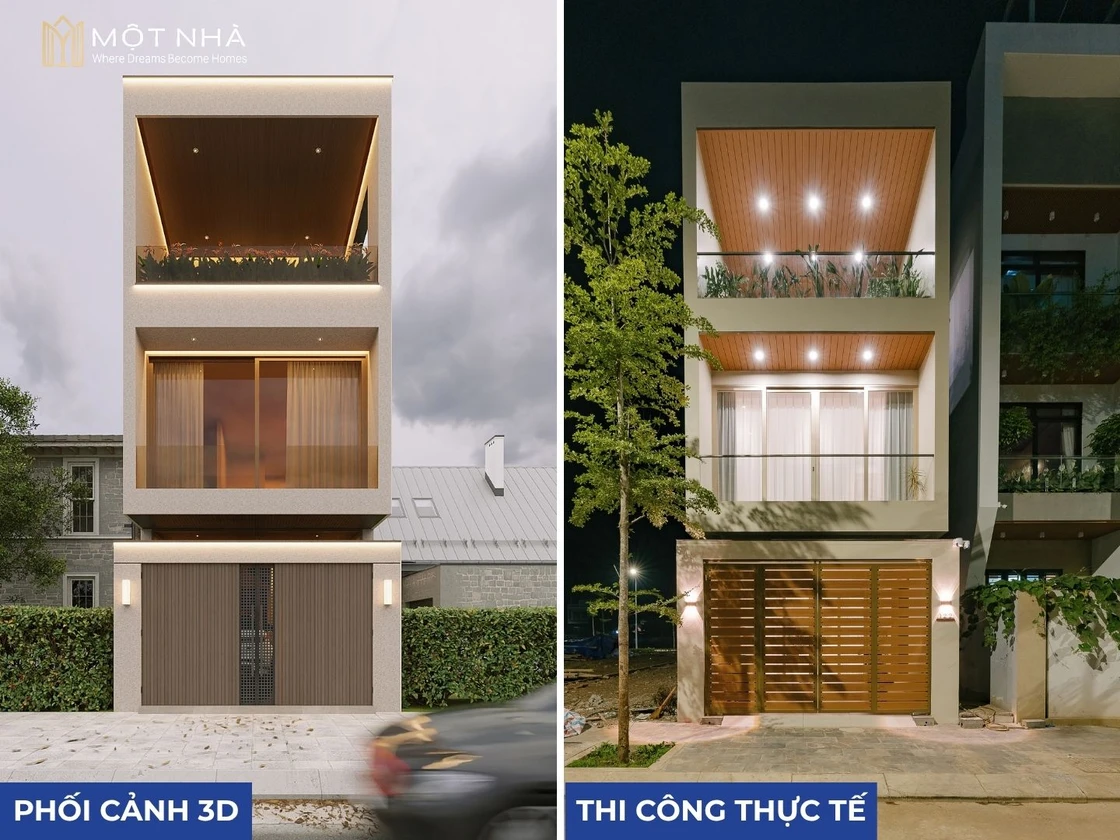 Một Nhà Design & Build thi công hoàn thiện giống 95% thiết kế
