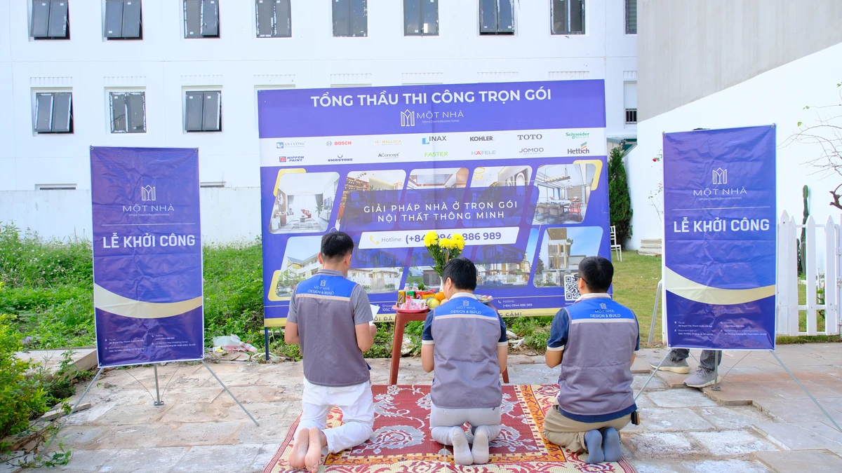 Lễ khởi công dự án xây nhà trọn gói biệt thự LHS tại KĐT Shinning City, Sơn La Nghi thức cúng khởi công được diễn ra trang trọng