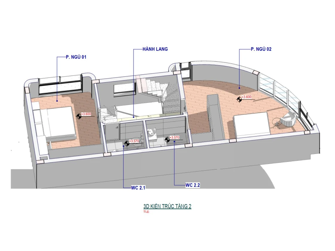 Thiết kế kiến trúc dự án S6B – Mẫu nhà phố 3 tầng Sơn La phong cách hiện đại Bố trí công năng tầng 2