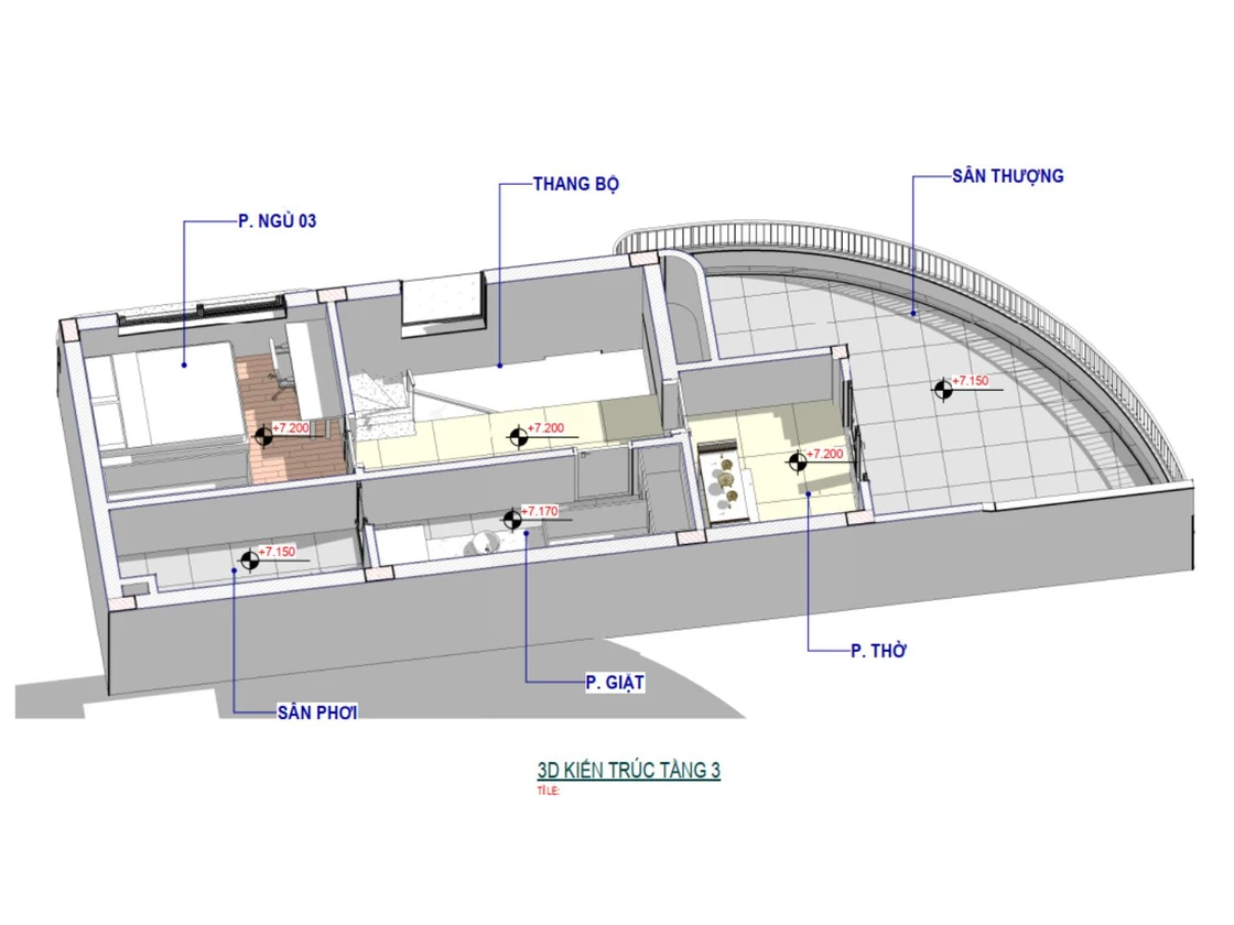 Thiết kế kiến trúc dự án S6B – Mẫu nhà phố 3 tầng Sơn La phong cách hiện đại Bố trí công năng tầng 2