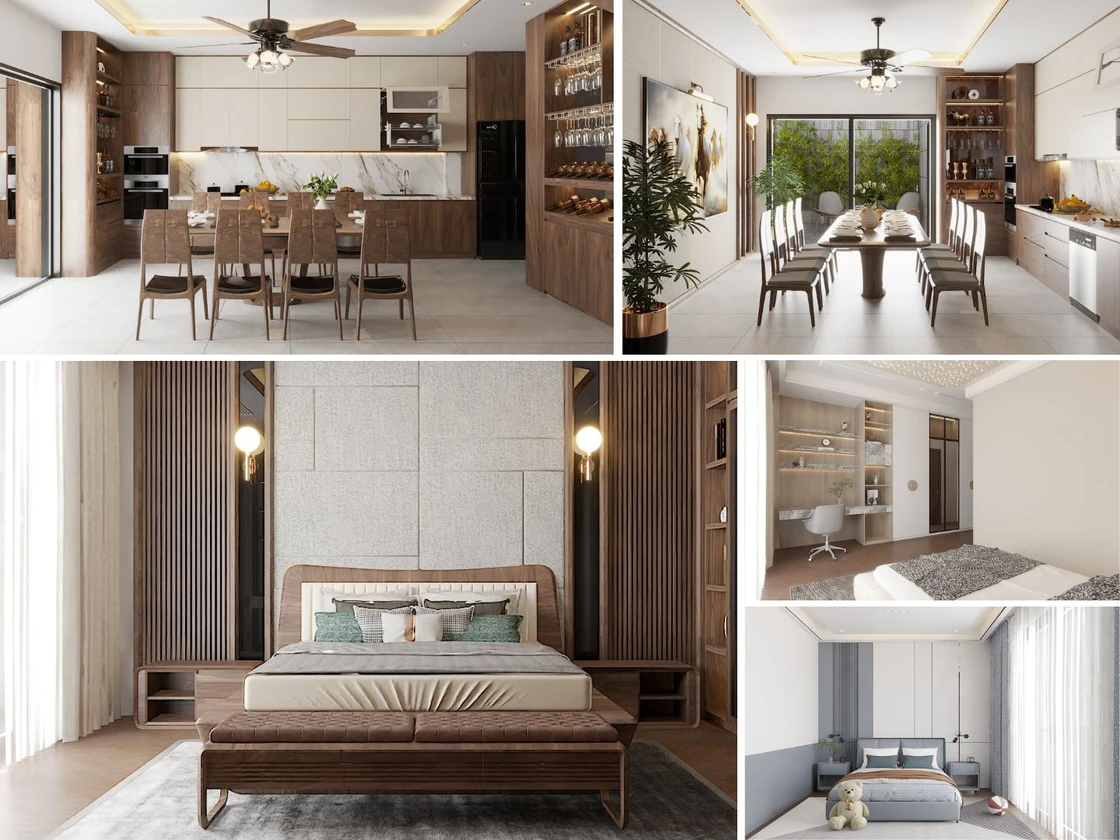 Cập nhật tiến độ: Thi công nội thất nhà phố 4 tầng NTH tại KĐT An Phú, Sơn La Bản vẽ 3D dự án thi công nội thất NTH