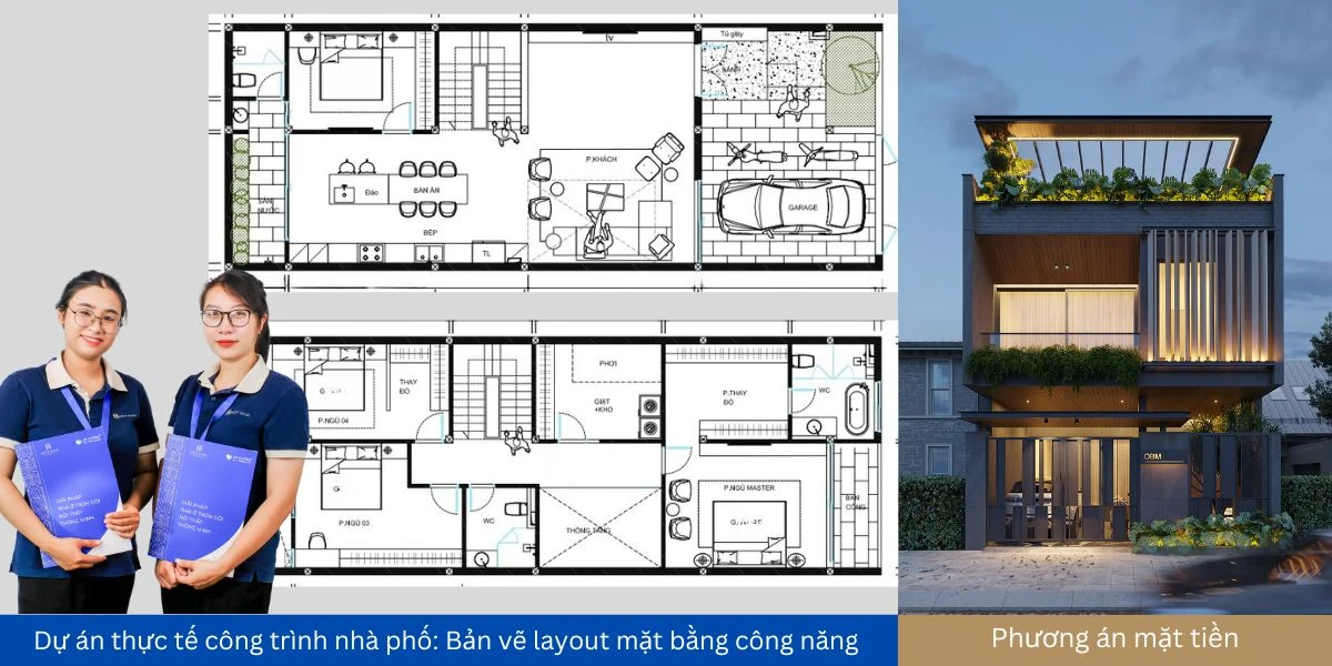 Dự án thiết kế kiến trúc nhà phố 2 tầng OBM tại KĐT Bình Minh – Sơn La Bản vẽ mặt bằng công năng dự án thiết kế kiến trúc nhà phố 2 tầng OBM