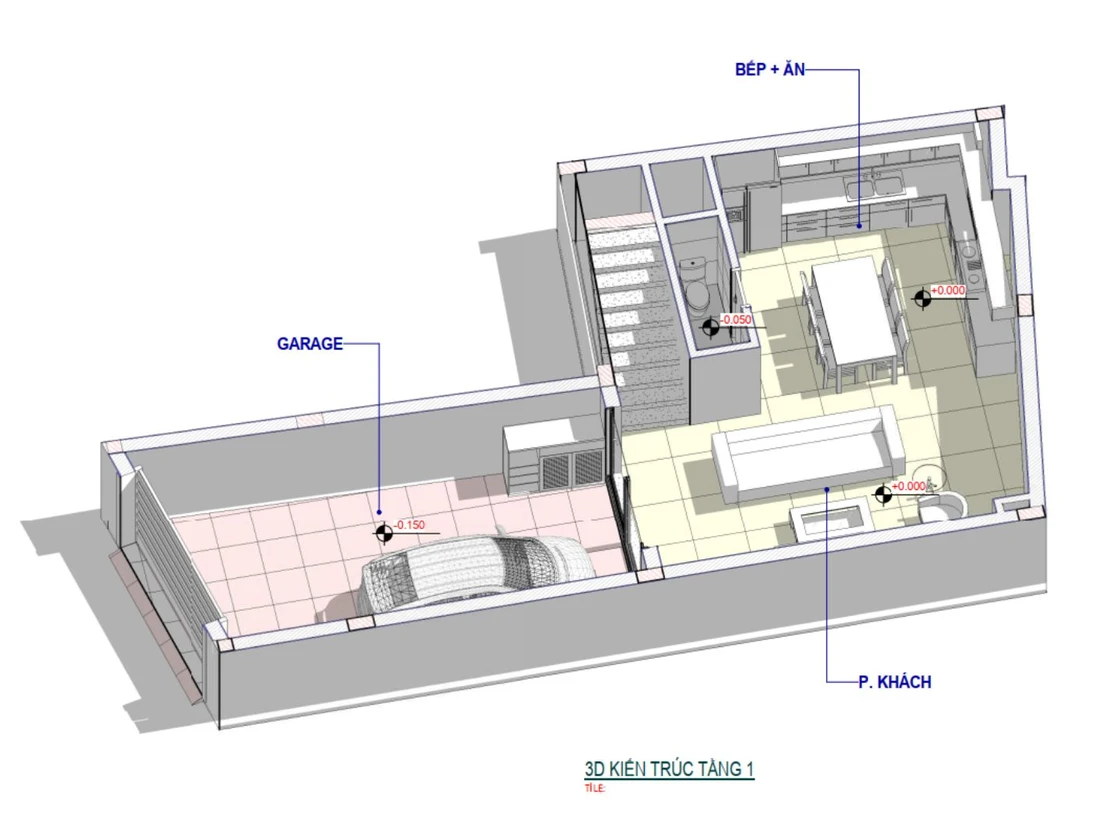 Dự án thiết kế nhà phố LMH – Giải pháp kiến trúc cho cuộc sống đô thị hiện đại Bố trí mặt bằng công năng tầng 1