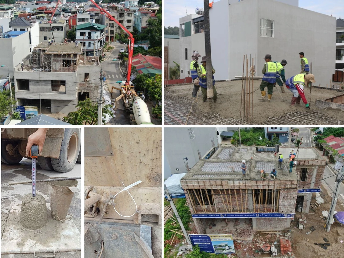 Dự án xây nhà trọn gói H4B – Mẫu nhà phố 3 tầng hiện đại tại Sơn La Công tác đổ mái tầng 2 và tầng 3
