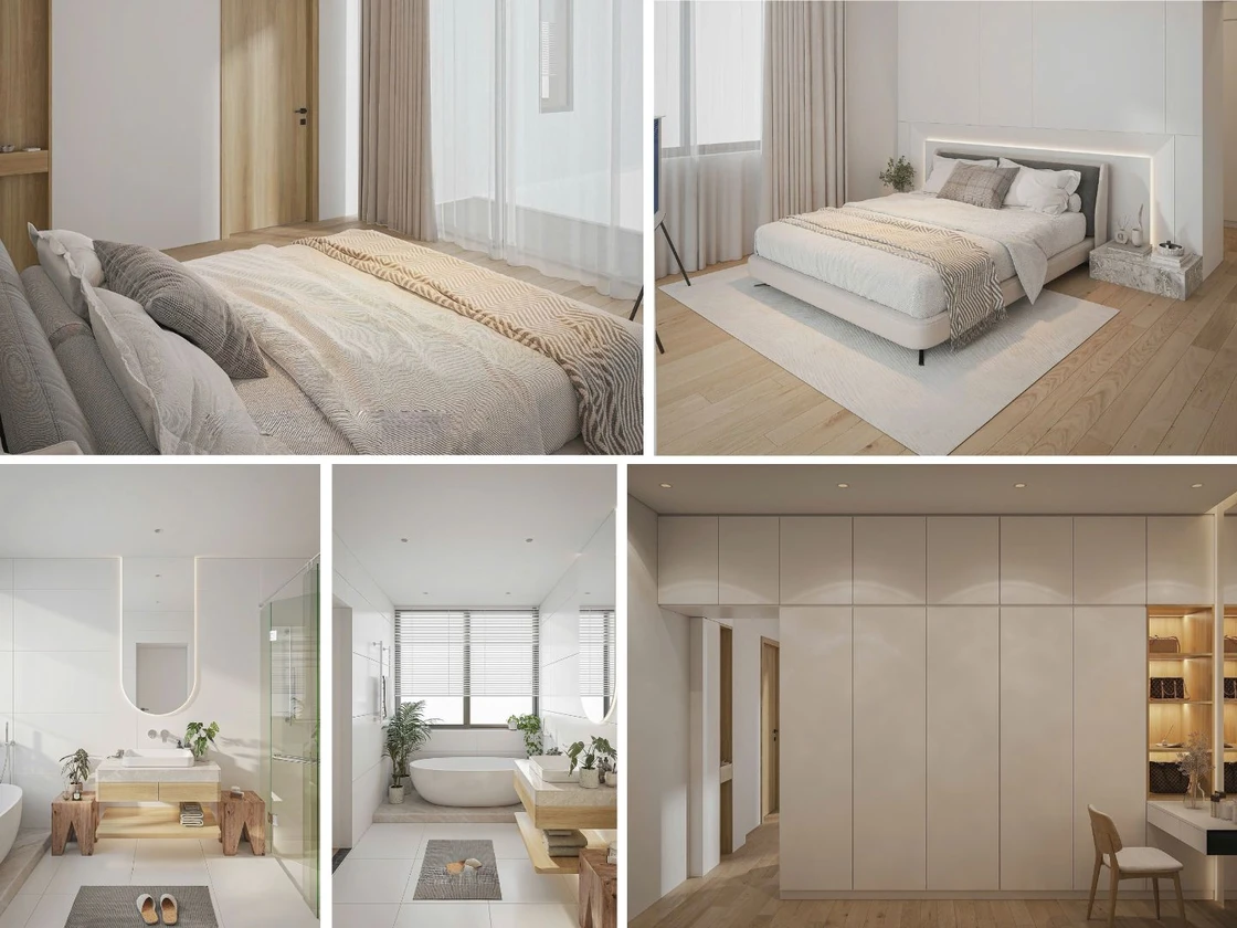 Dự án xây nhà trọn gói H4B – Mẫu nhà phố 3 tầng hiện đại tại Sơn La Không gian phòng ngủ master